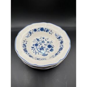 Hankook Korea Vintage set of 4 bowls "Seine Blue Onion"pattern Cereal Dessert